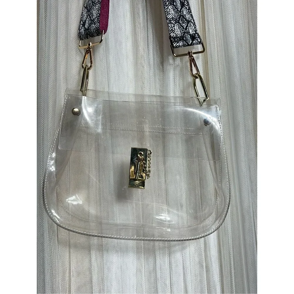 Kedzie Clear Acrylic See Through Stadium Purse Crossbody Messenger Bag